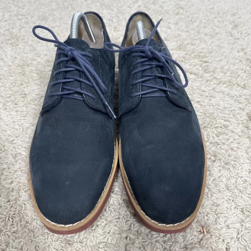 Brooks Brothers Classic Oxford Lace Up Blue Suede Shoes Men's 9.5 D Preppy Work